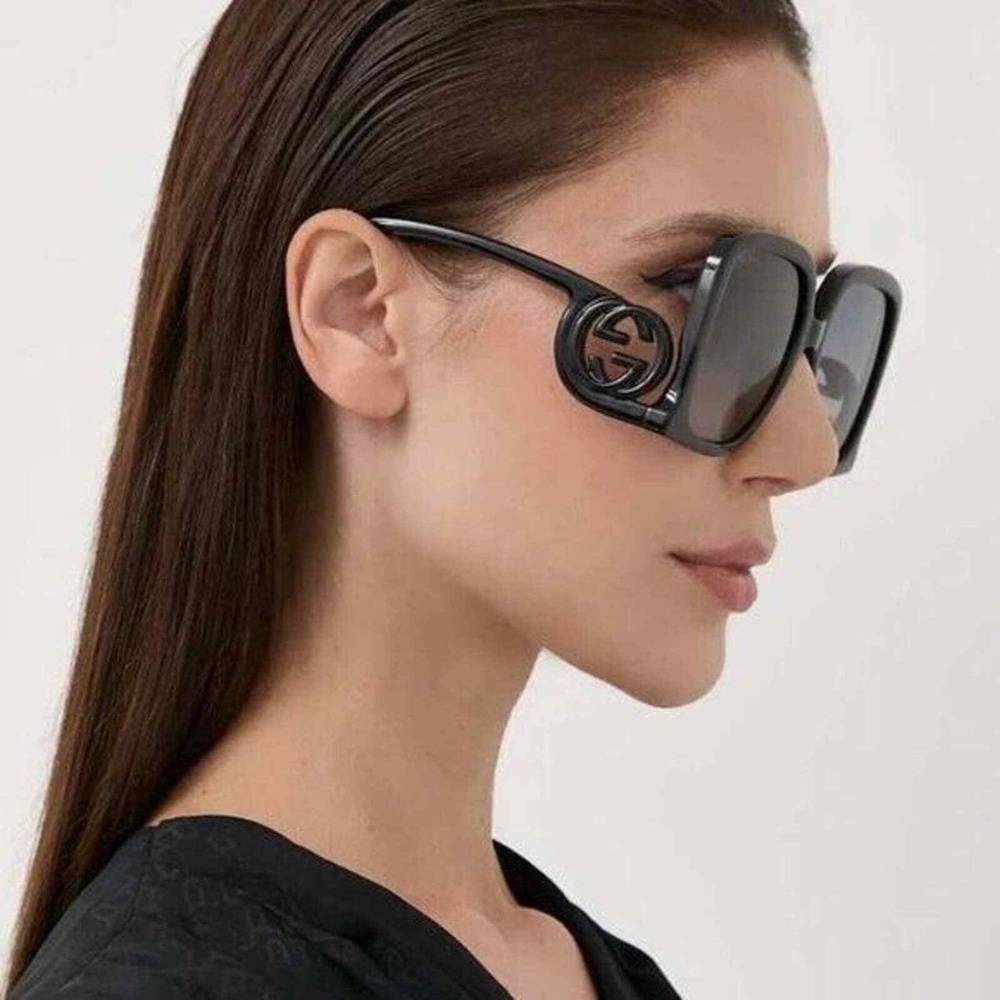 GUCCI OVERSIZED SQUARE SUNGLASSES IN BLACK NWT - Picture 4 of 15